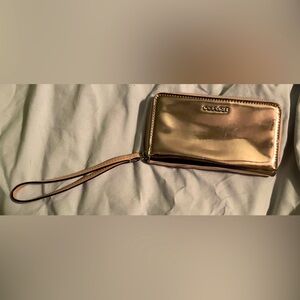 Metallic Mirror like Pink Leather Coach Wristless